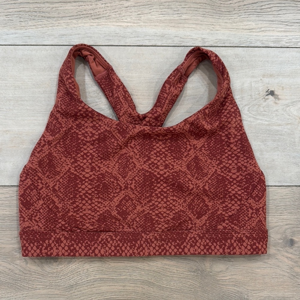 Athleta Ultimate Snake Print Sports Bra Burnt Orange